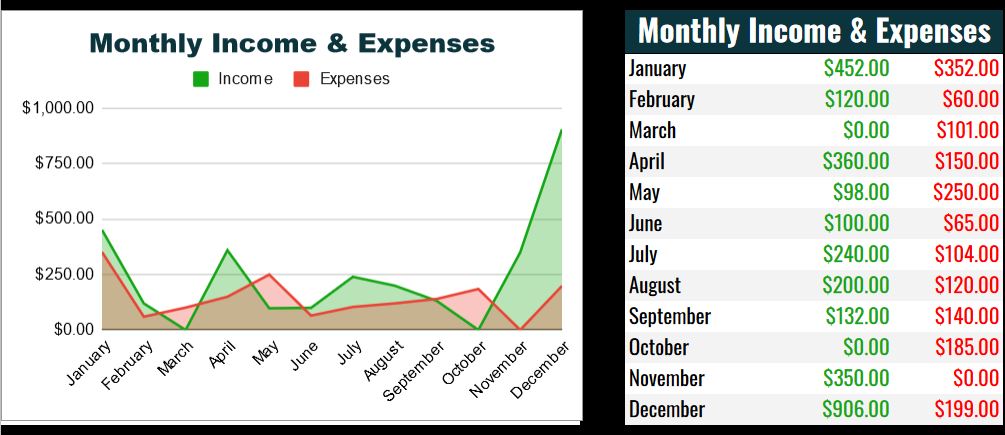 Monthly Income & Expenses